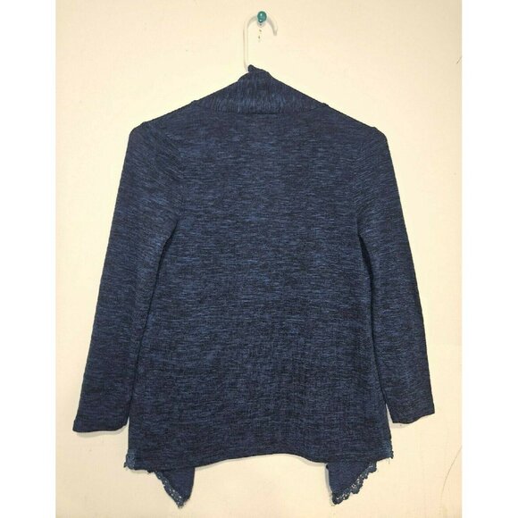 Justice Blue Lace Hem Open Front Cardigan Sweater 8 - Picture 4 of 4